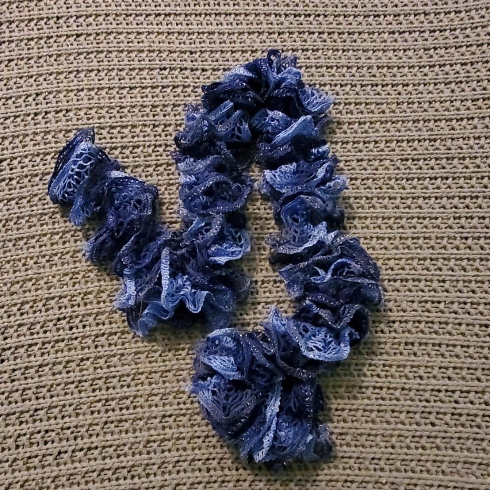 Blue ruffled scarf